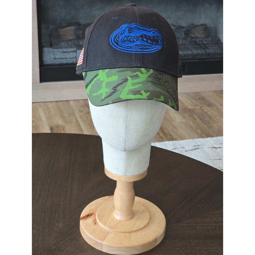 Jordan Brand Florida Gators Hat Mens Black Green Tiger Camo Strapback Cap Blue